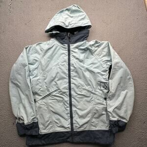Vintage Volcom Snow Ski Jacket Womens Medium Blue Hooded Full Zip Pockets Hood